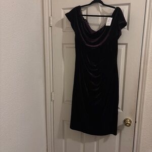XSCAPE Velvet off the shoulder dress